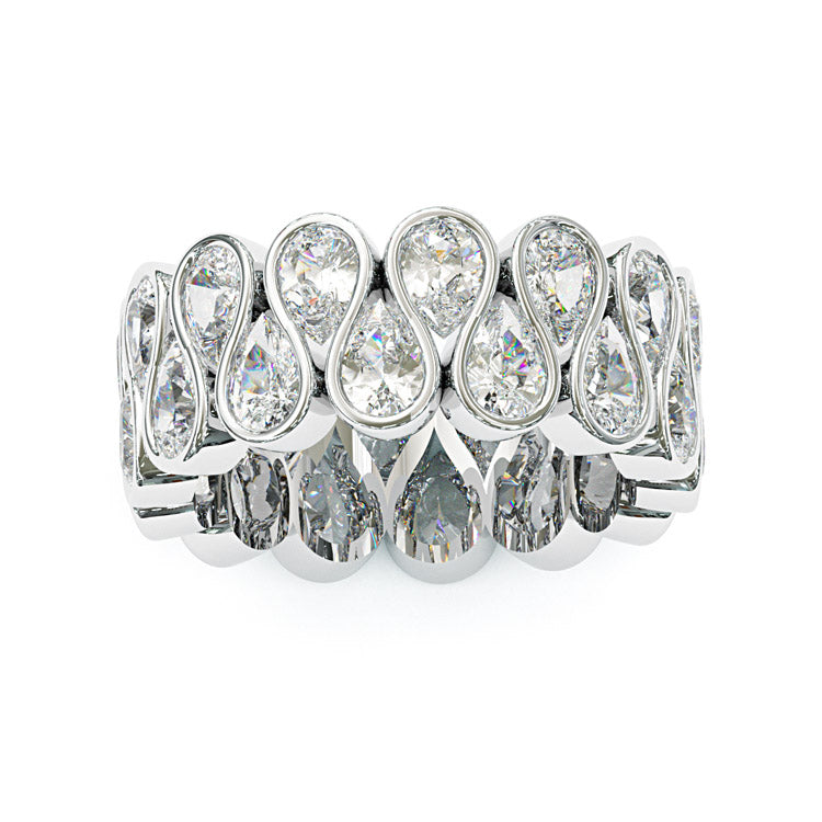 Jzora handmade pear cut sparkling wide band sterling silver ring