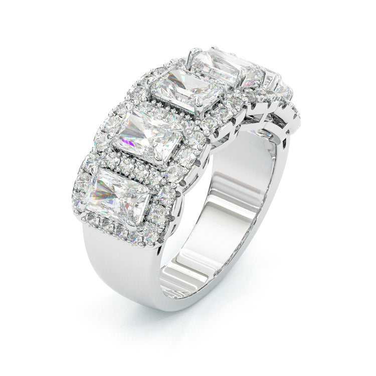 Jzora handmade emerald cut halo dazzling sterling silver ring