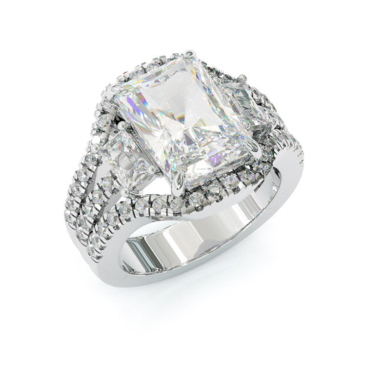 Jzora handmade 5ct radiant cut vintage sterling silver ring