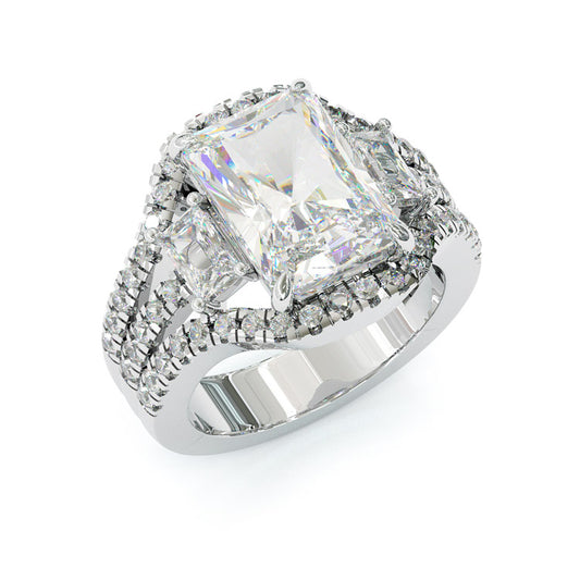 Jzora handmade 5ct radiant cut vintage sterling silver ring