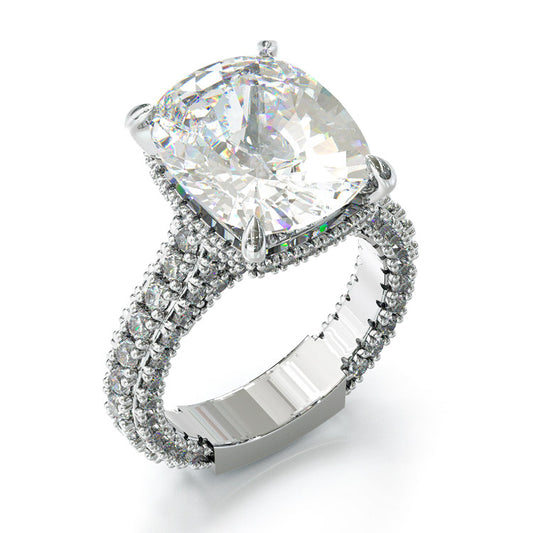 Jzora handmade 5ct cushion cut created sterling silver engagement ring
