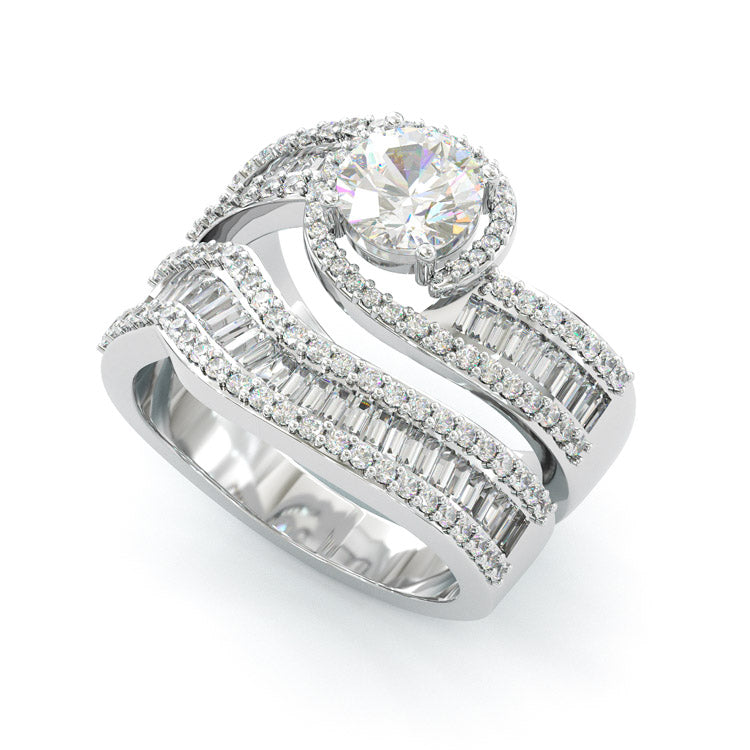 Jzora handmade chic round cut sterling silver ring set