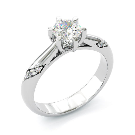 Jzora handmade 1ct round cut moissanite sterling silver ring