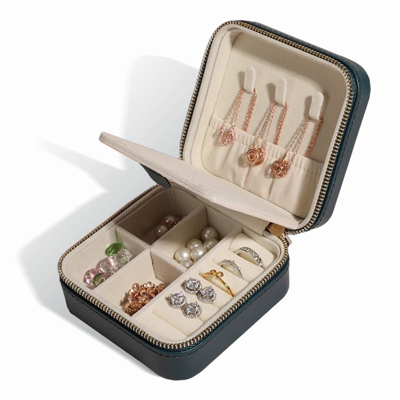 Jzora handmade portable double zipper cosmetic jewelry case