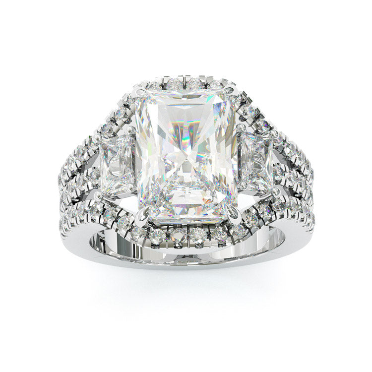 Jzora handmade 5ct radiant cut vintage sterling silver ring