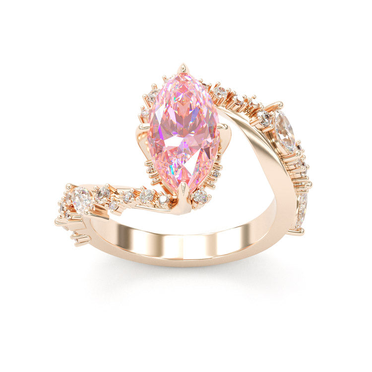 Jzora handmade L-Rhodolite 3ct marquise cut fashion sterling silver ring