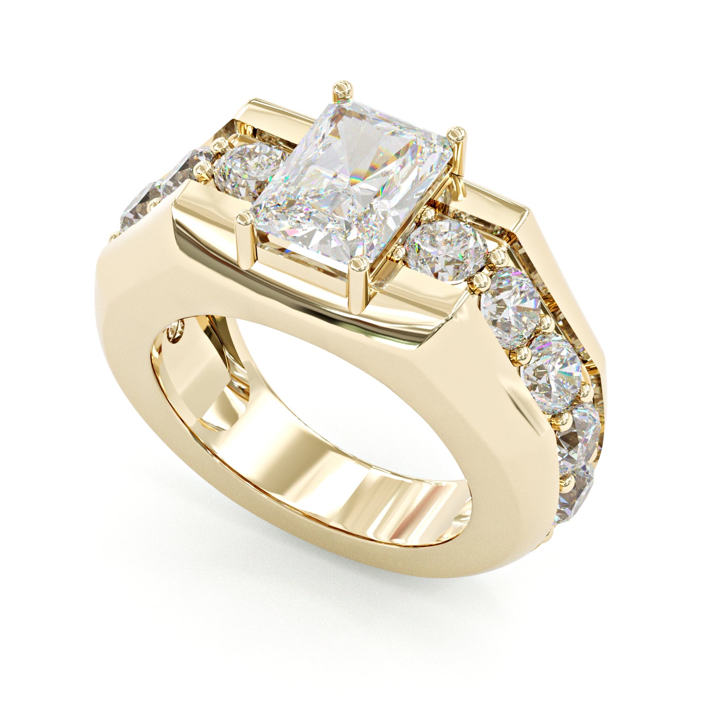 Jzora handmade 6.5ct radiant cut majestic & luxury men's statement ring