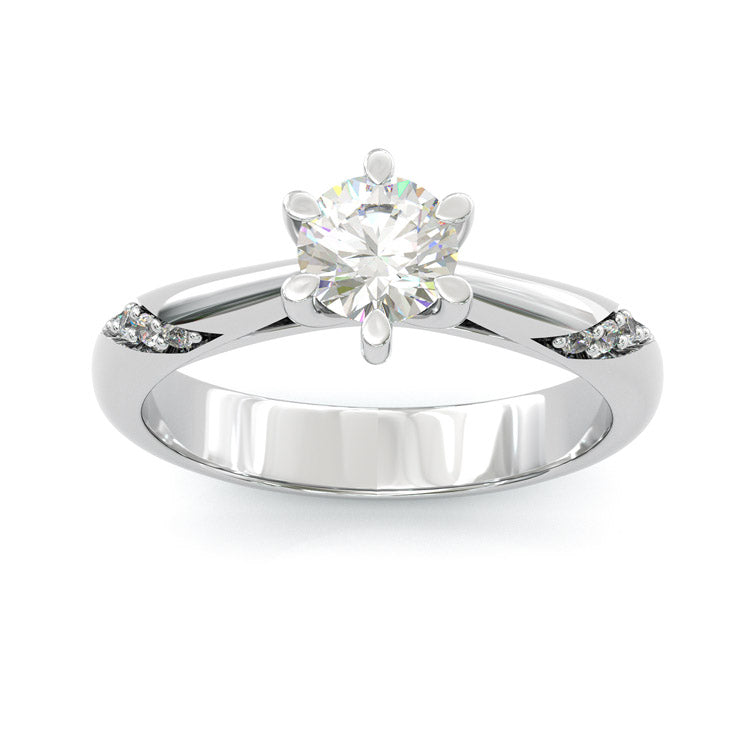 Jzora handmade 1ct round cut moissanite sterling silver ring