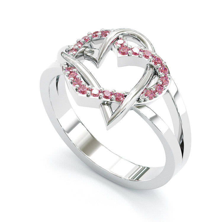 Jzora handmade Rhodolite heart design sterling silver ring