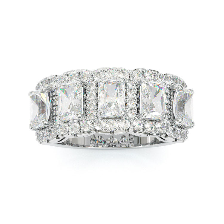 Jzora handmade emerald cut halo dazzling sterling silver ring