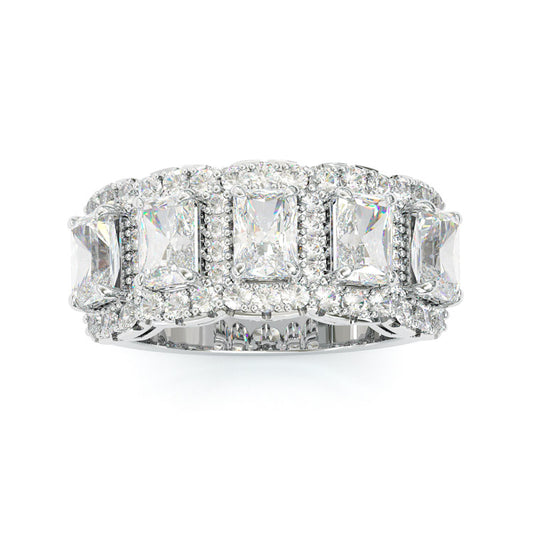 Jzora handmade emerald cut halo dazzling sterling silver ring