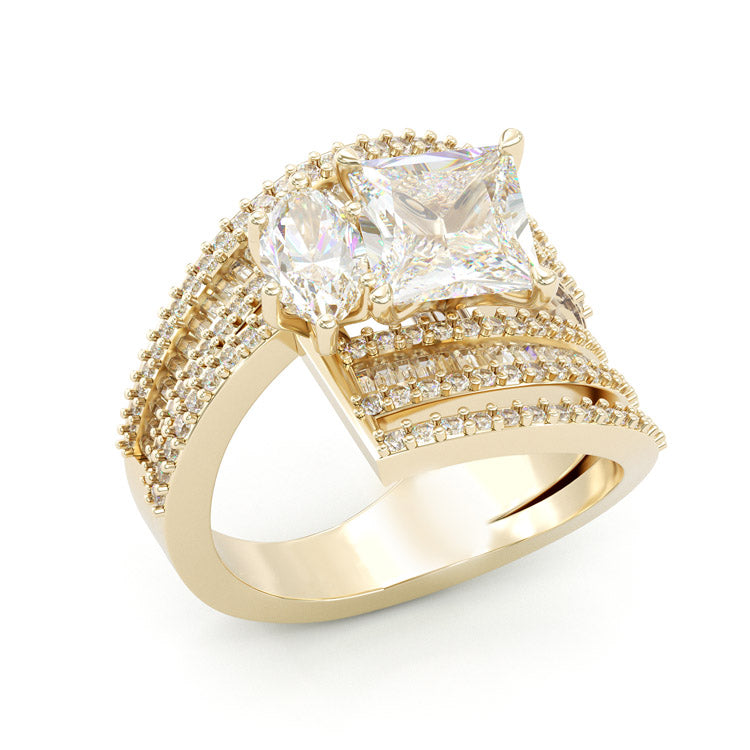 Jzora handmade radiant&marquise cut sterling silver ring