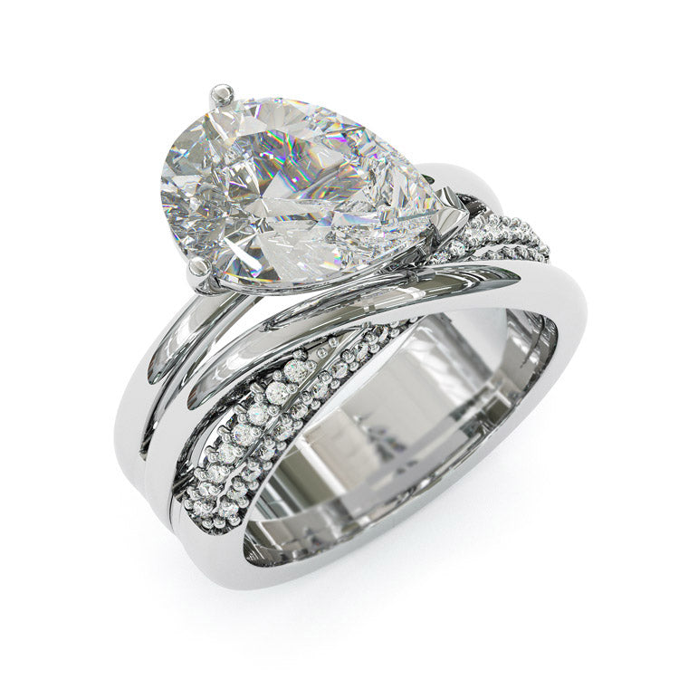 Jzora handmade 4ct gold pear cut classic sterling silver ring