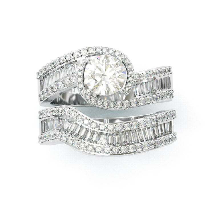 Jzora handmade chic round cut sterling silver ring set