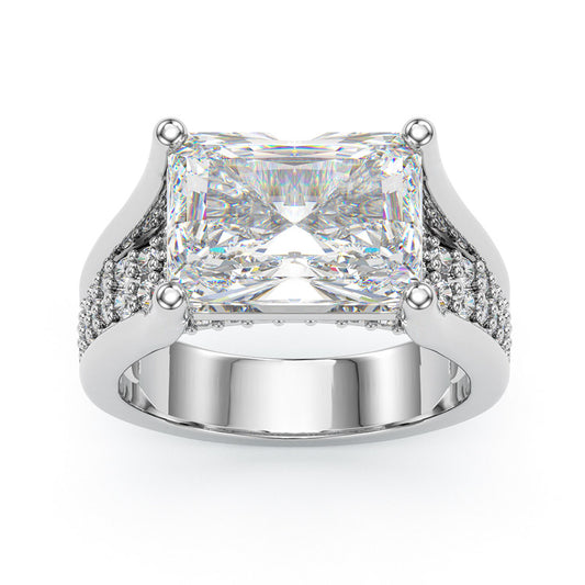 Jzora handmade 10ct radiant cut chic sterling silver ring