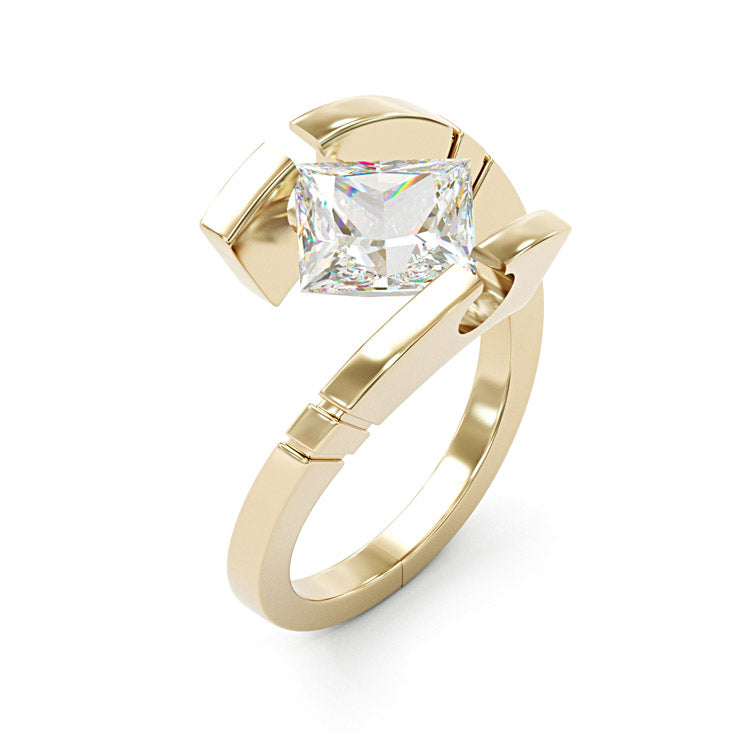 Jzora handmade 3ct princess cut moissanite unique sterling silver ring