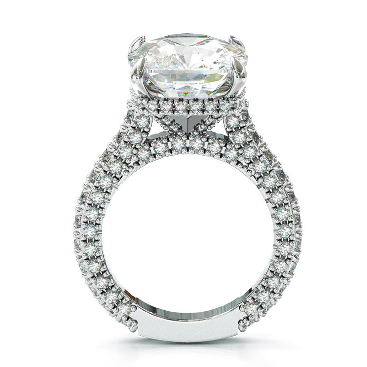 Jzora handmade 5ct cushion cut created sterling silver engagement ring
