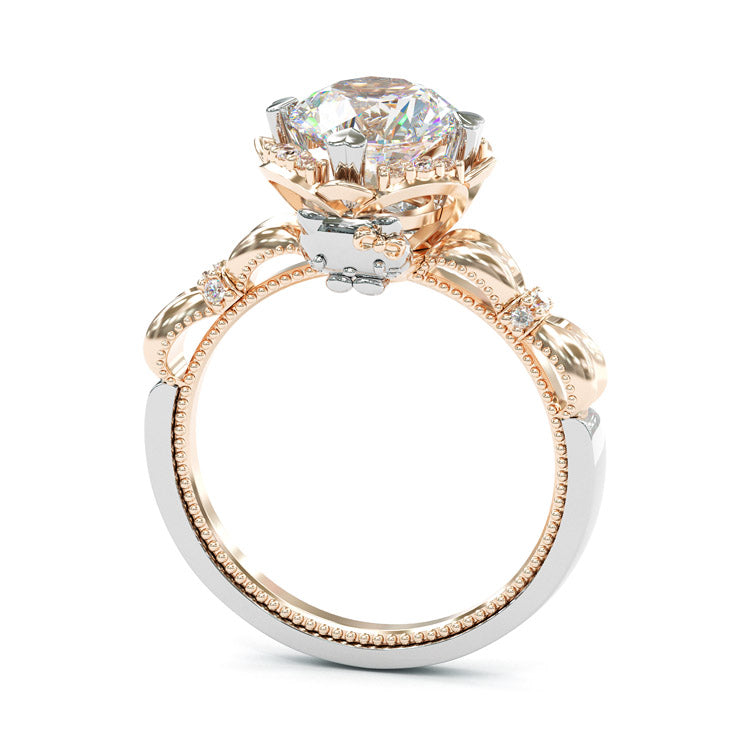 Jzora handmade 2ct round cut hello kitty sterling silver ring