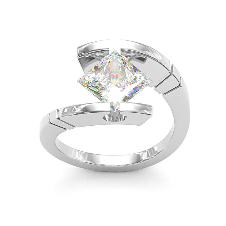 Jzora handmade 3ct princess cut moissanite unique sterling silver ring