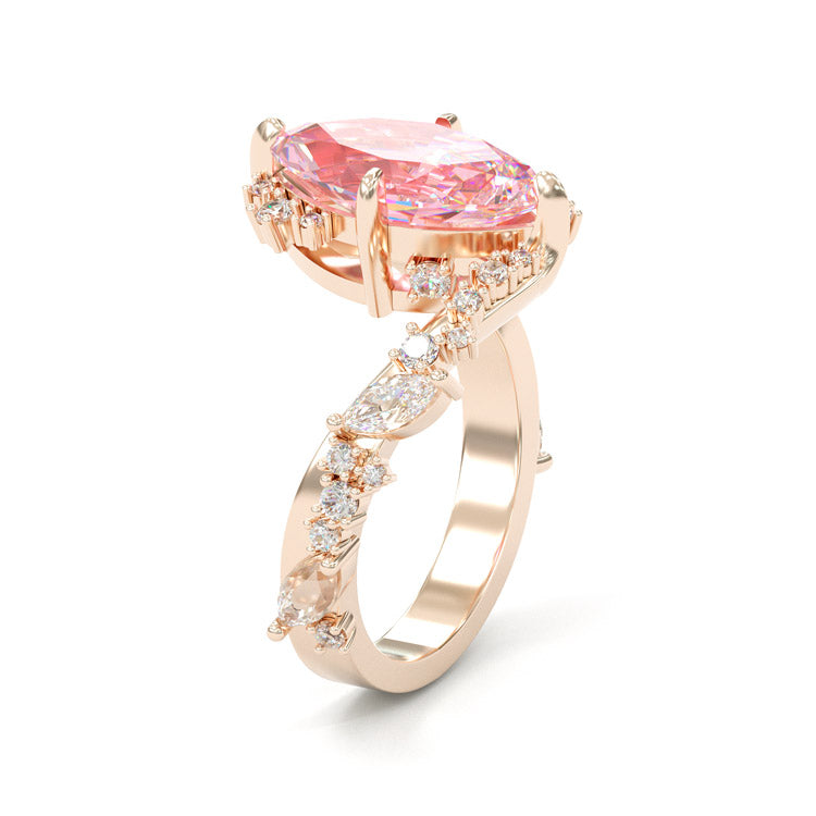 Jzora handmade L-Rhodolite 3ct marquise cut fashion sterling silver ring