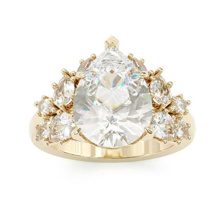 Jzora handmade exquisite pear cut cluster design sterling silver ring