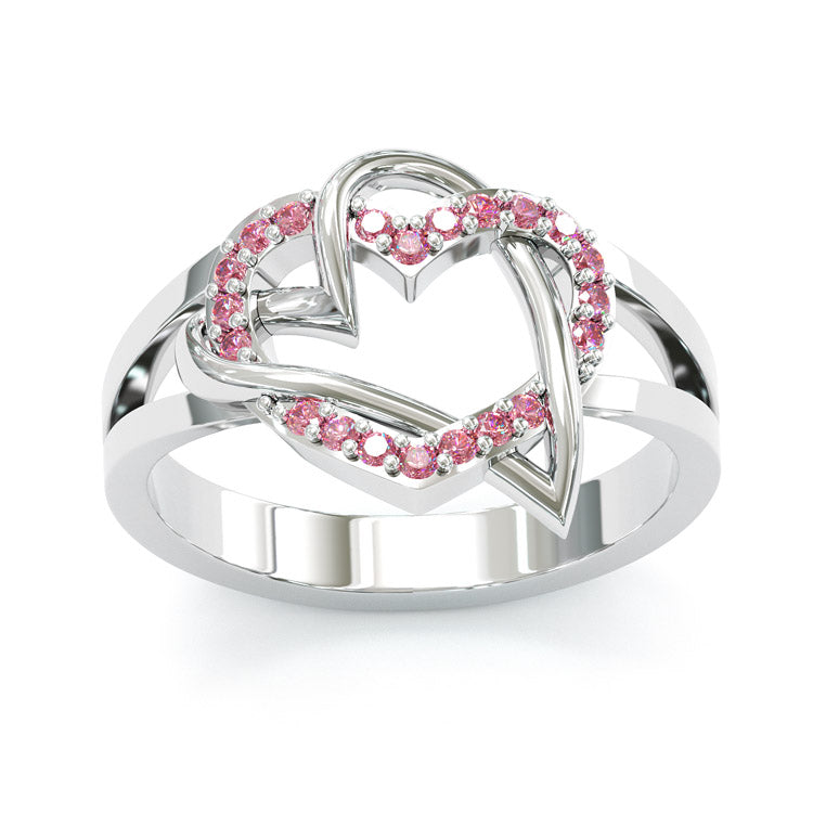 Jzora handmade Rhodolite heart design sterling silver ring