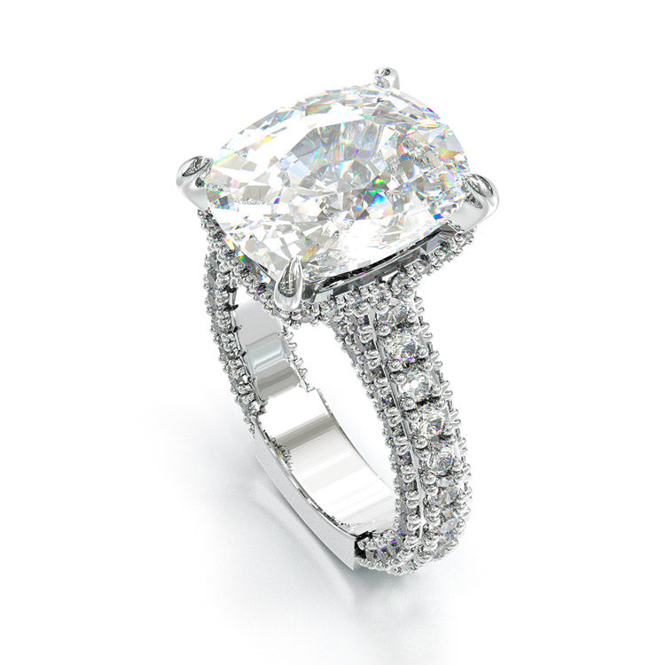 Jzora handmade 5ct cushion cut created sterling silver engagement ring