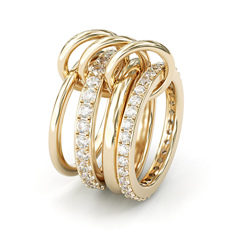 Jzora handmade 4-Piece gold-color stacking ring set