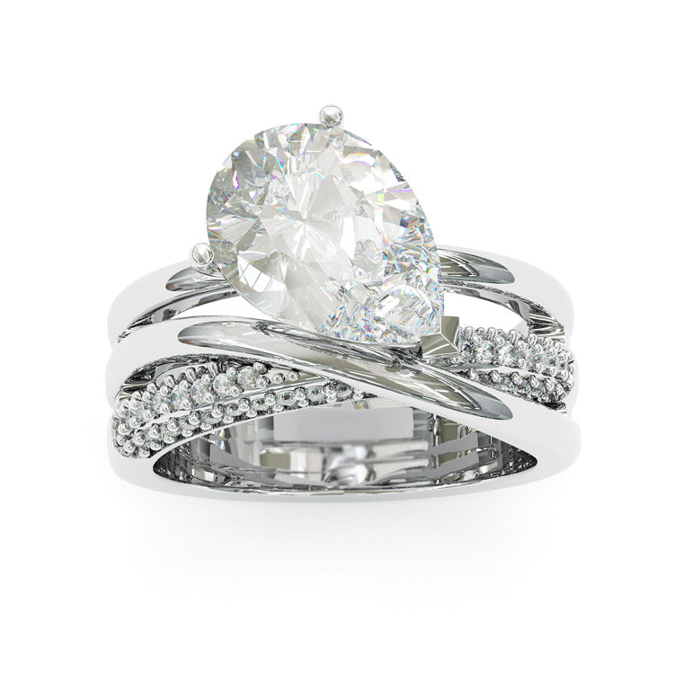 Jzora handmade 4ct gold pear cut classic sterling silver ring