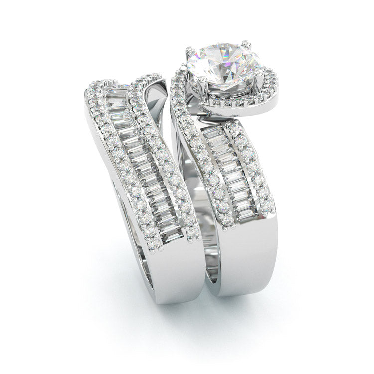 Jzora handmade chic round cut sterling silver ring set