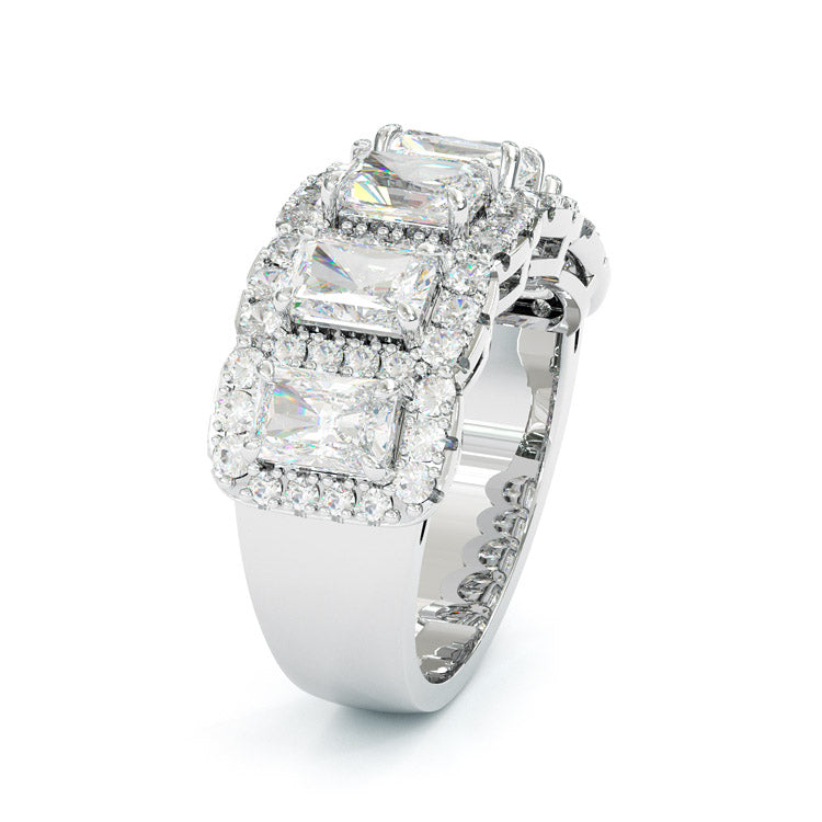 Jzora handmade emerald cut halo dazzling sterling silver ring