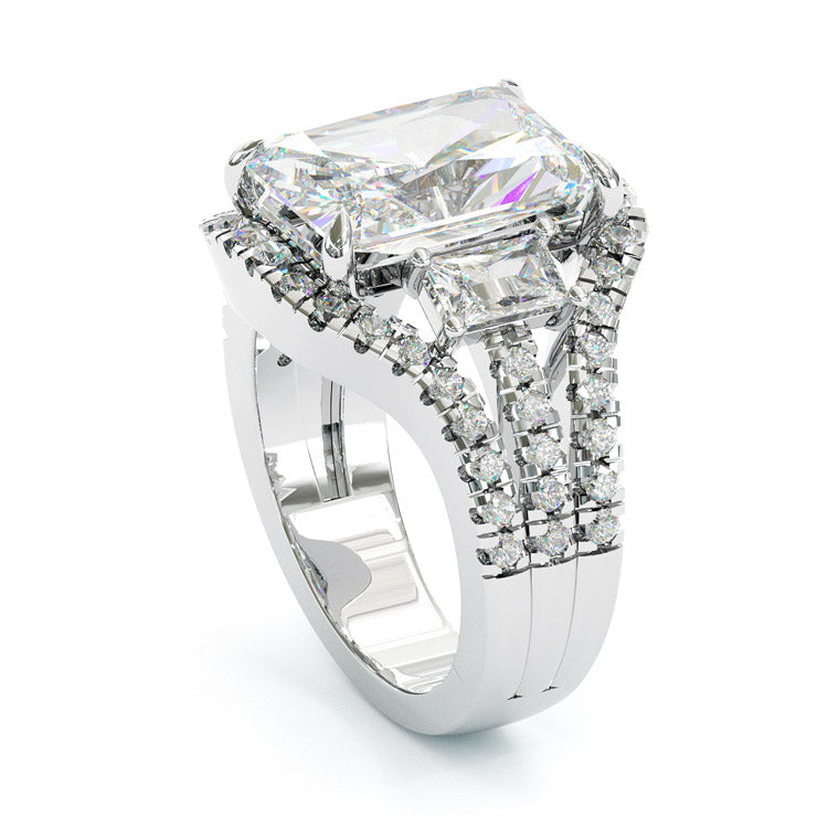 Jzora handmade 5ct radiant cut vintage sterling silver ring