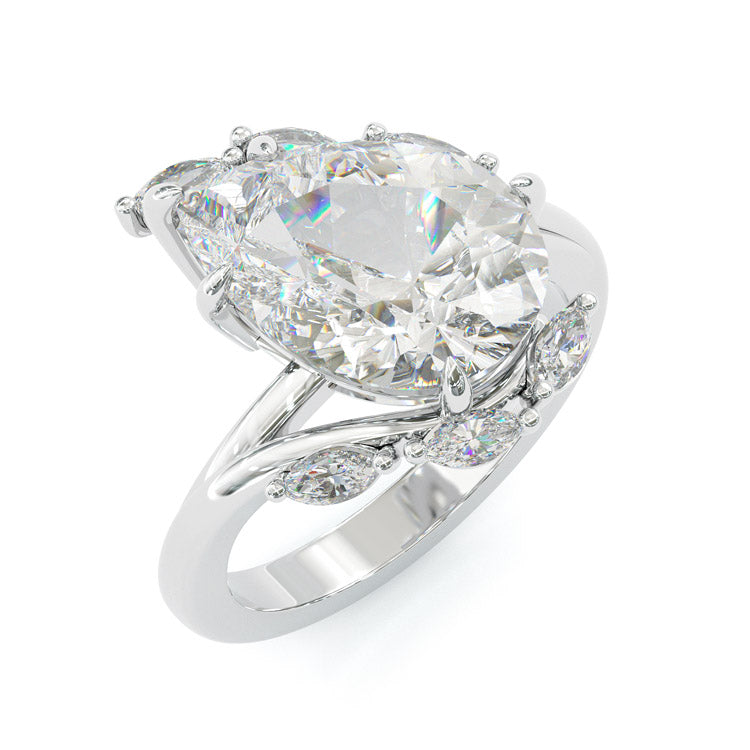 Jzora handmade gold color pear cut timeless sparkle sterling silver ring