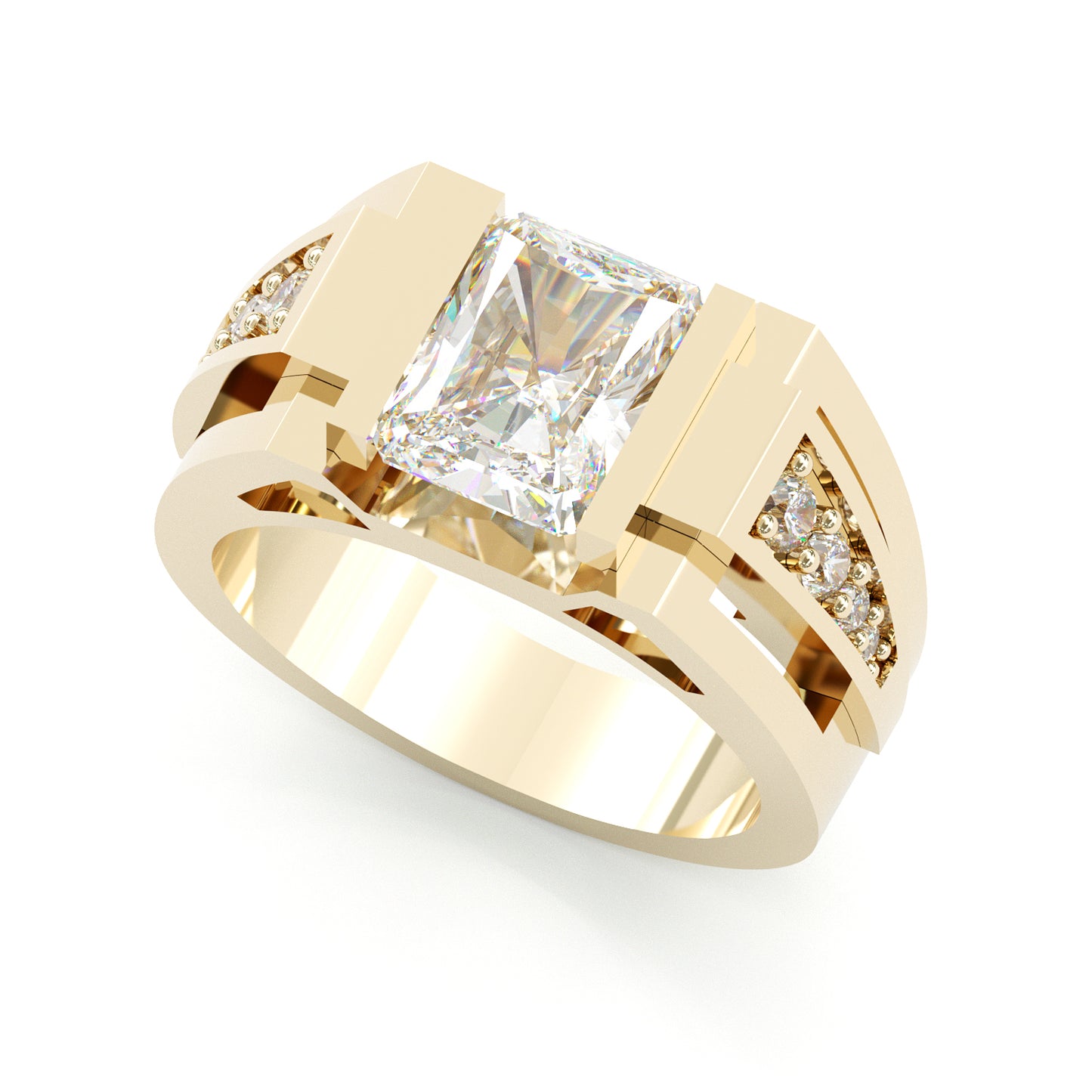 Jzora handmade modern 4ct white emerald cut men's ring