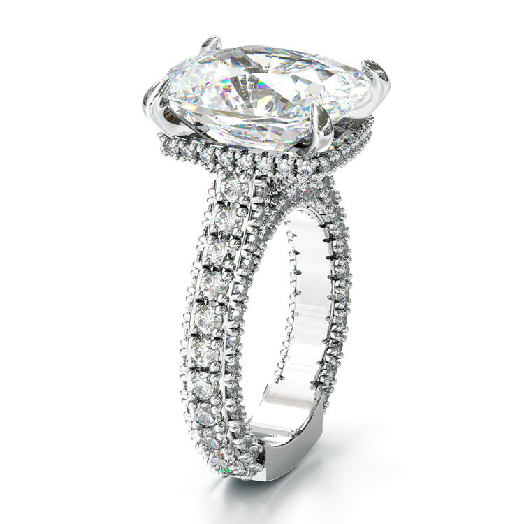Jzora handmade 5ct cushion cut created sterling silver engagement ring