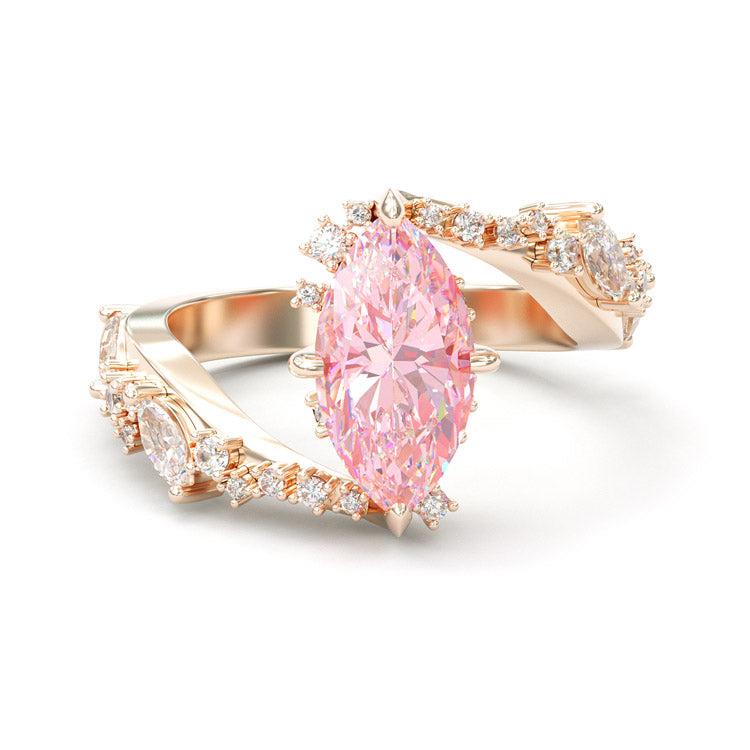 Jzora handmade L-Rhodolite 3ct marquise cut fashion sterling silver ring