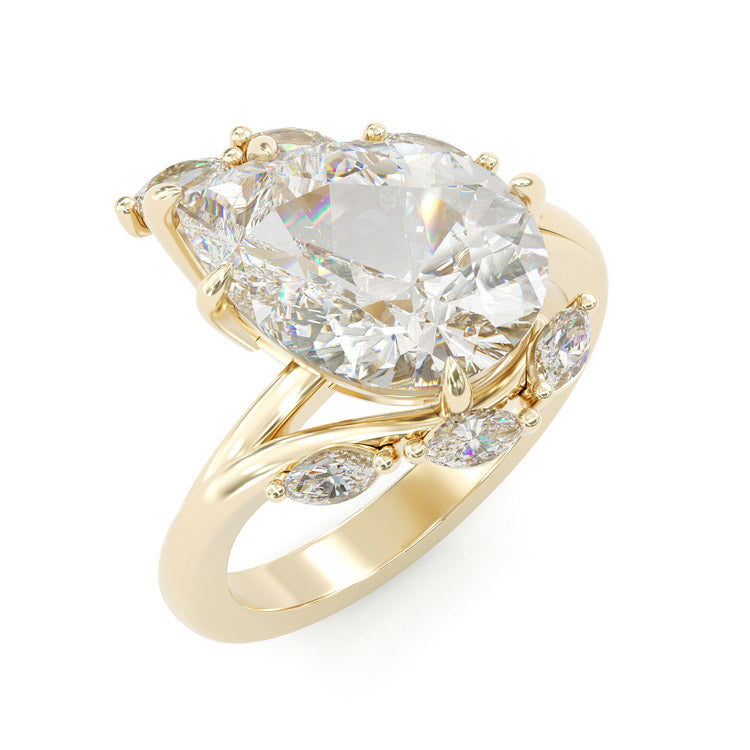 Jzora handmade gold color pear cut timeless sparkle sterling silver ring