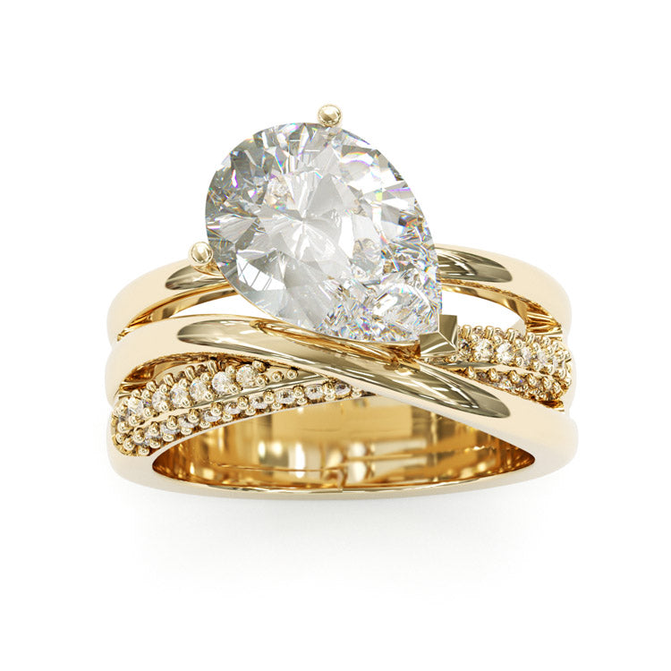 Jzora handmade 4ct gold pear cut classic sterling silver ring