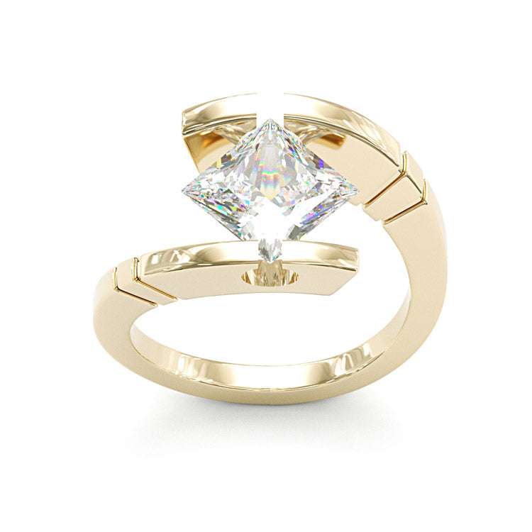 Jzora handmade 3ct princess cut moissanite unique sterling silver ring