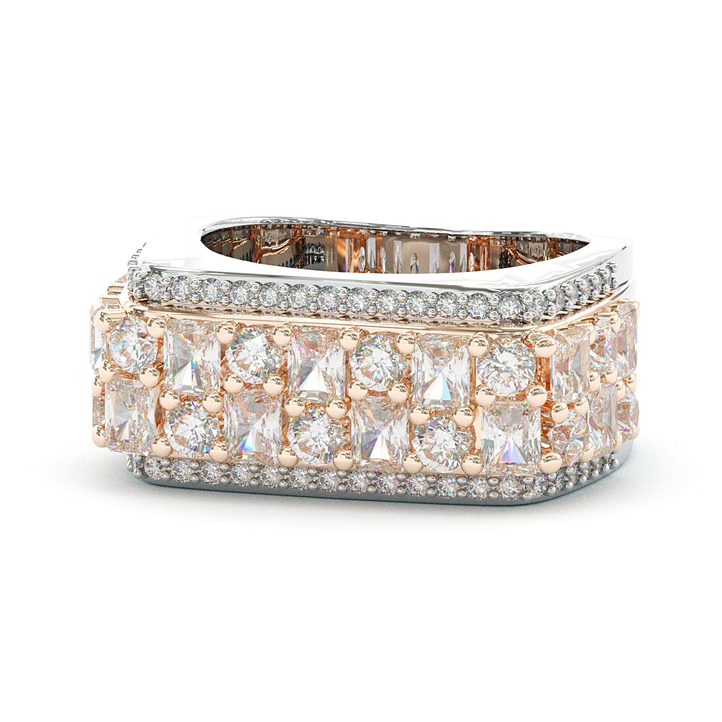 Jzora handmade bold emerald-cut pavé brilliance men's ring