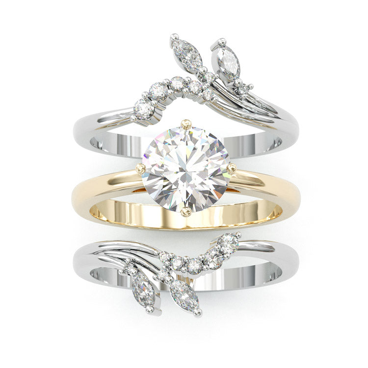 Jzora handmade round cut brilliant sterling silver ring set