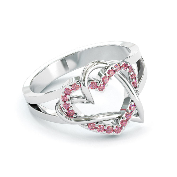 Jzora handmade Rhodolite heart design sterling silver ring