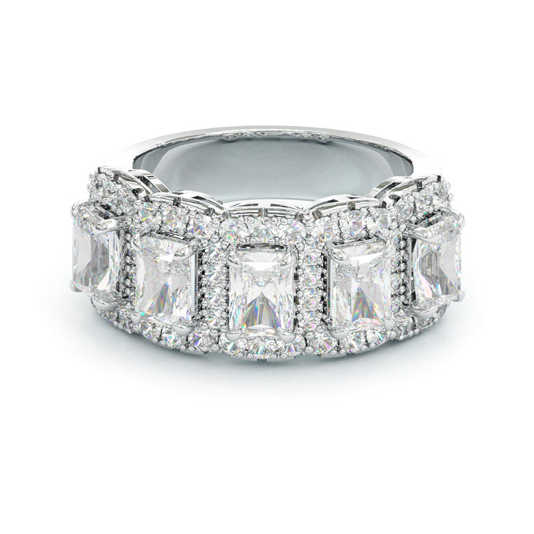 Jzora handmade emerald cut halo dazzling sterling silver ring