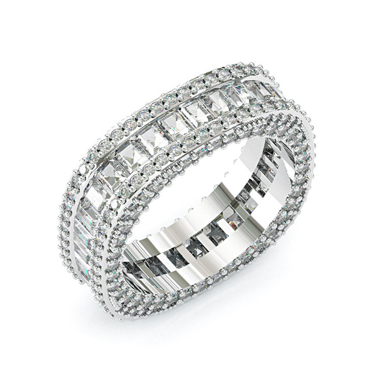 Jzora luxury radiant & round cut sterling silver wedding women's band