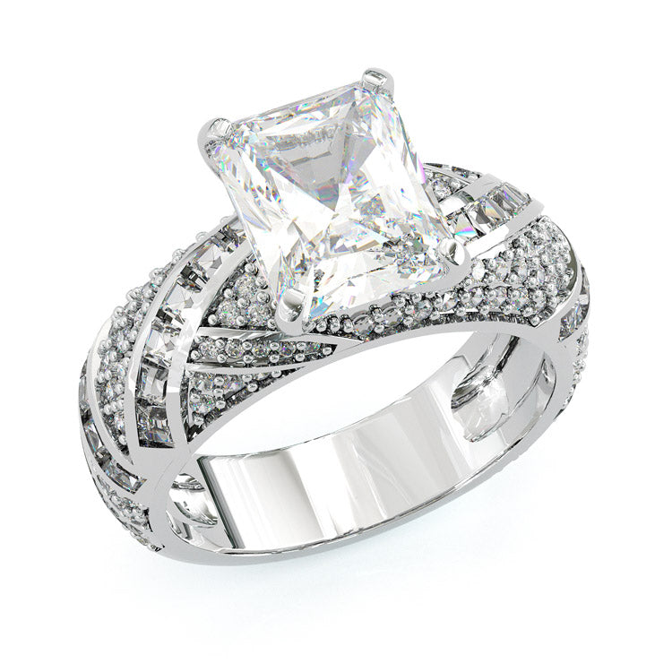 Jzora Handmade Luxury Radiant Cut Sterling Silver Men's Band Ring