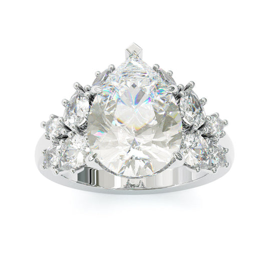 Jzora handmade exquisite pear cut cluster design sterling silver ring