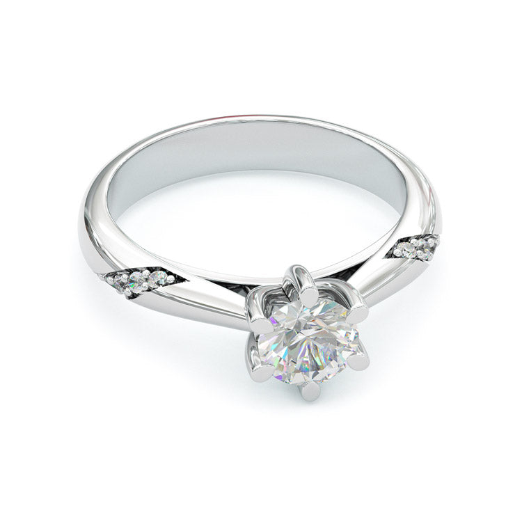 Jzora handmade 1ct round cut moissanite sterling silver ring