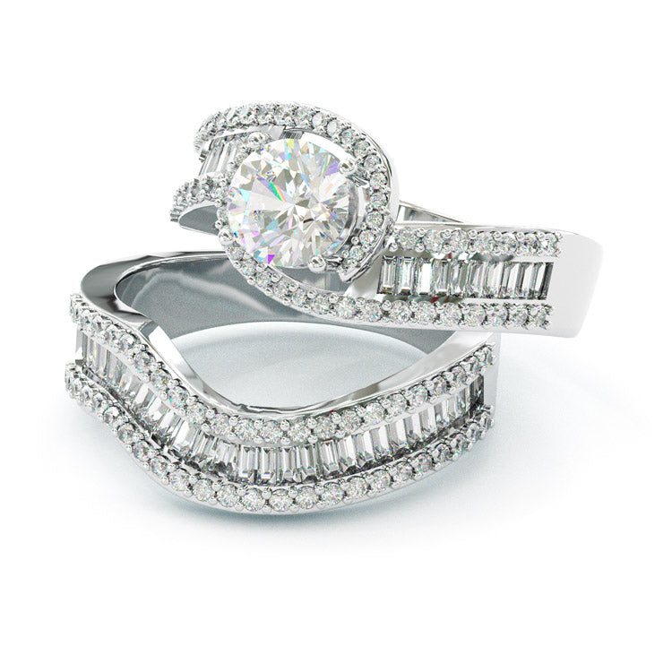 Jzora handmade chic round cut sterling silver ring set