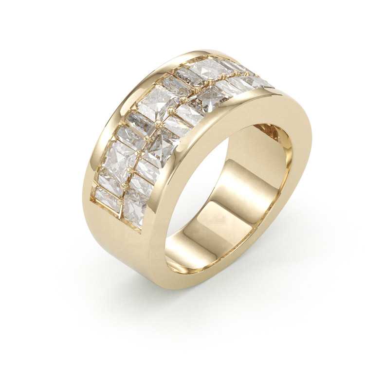 Jzora handmade radiant & emerald cut men's sterling silver wedding band