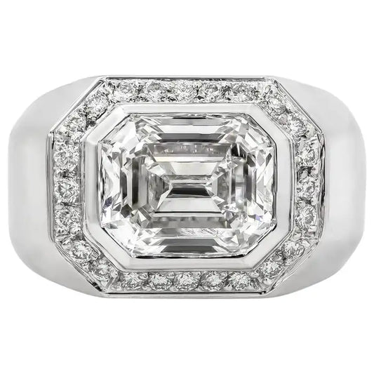 Jzora handmade sleek modern 3ct emerald cut men's ring